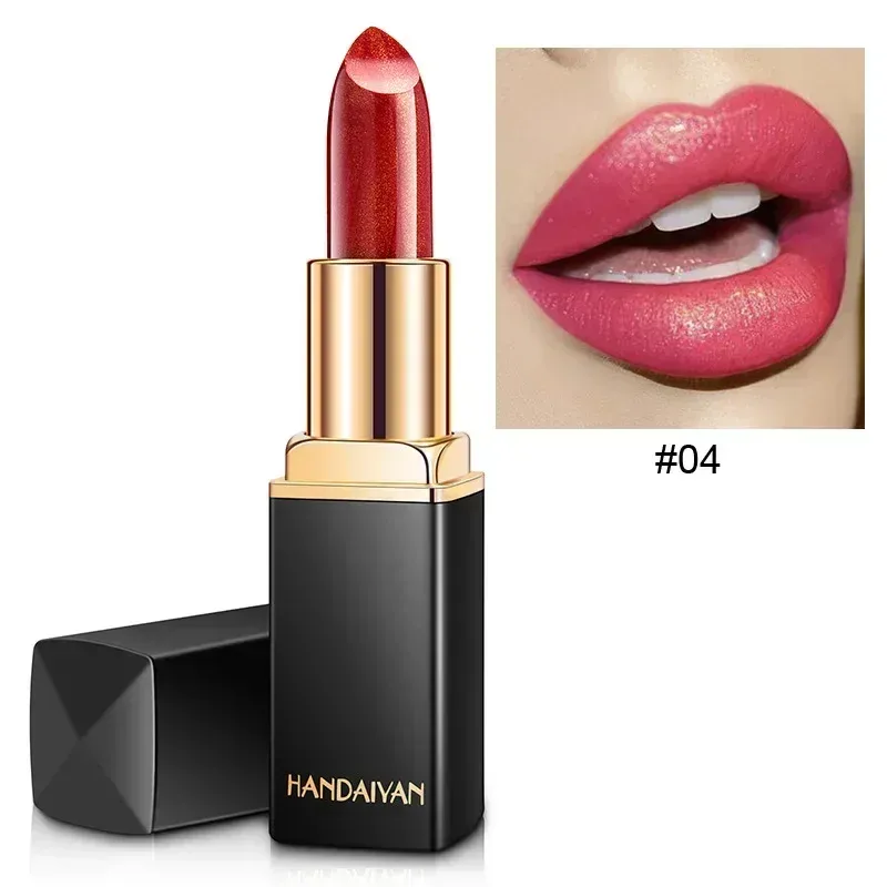 Značka Professional Lips Makeup Voděodolný Shimmer Dlouhotrvající pigment Nude Pink Mermaid Shimmer Lipstick Luxusní kosmetický make-up — image 10
