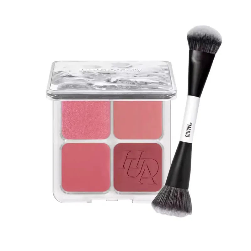 4-in-1 Glow Blush en Mario-penseelset Blush Filter Flush Eye Check Blush Palette Matte Shimmer Langdurig Dames Dagelijks Cosmetisch