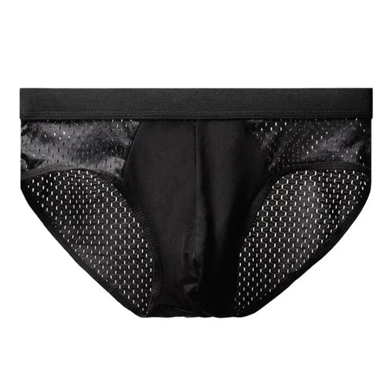 Men's Ice Silk Underwear Briefs Breathable Underwear Bamboo Carbon Fiber Anti-Bacterial Comfortable Hollow Underwear Pants Cold — image 10
