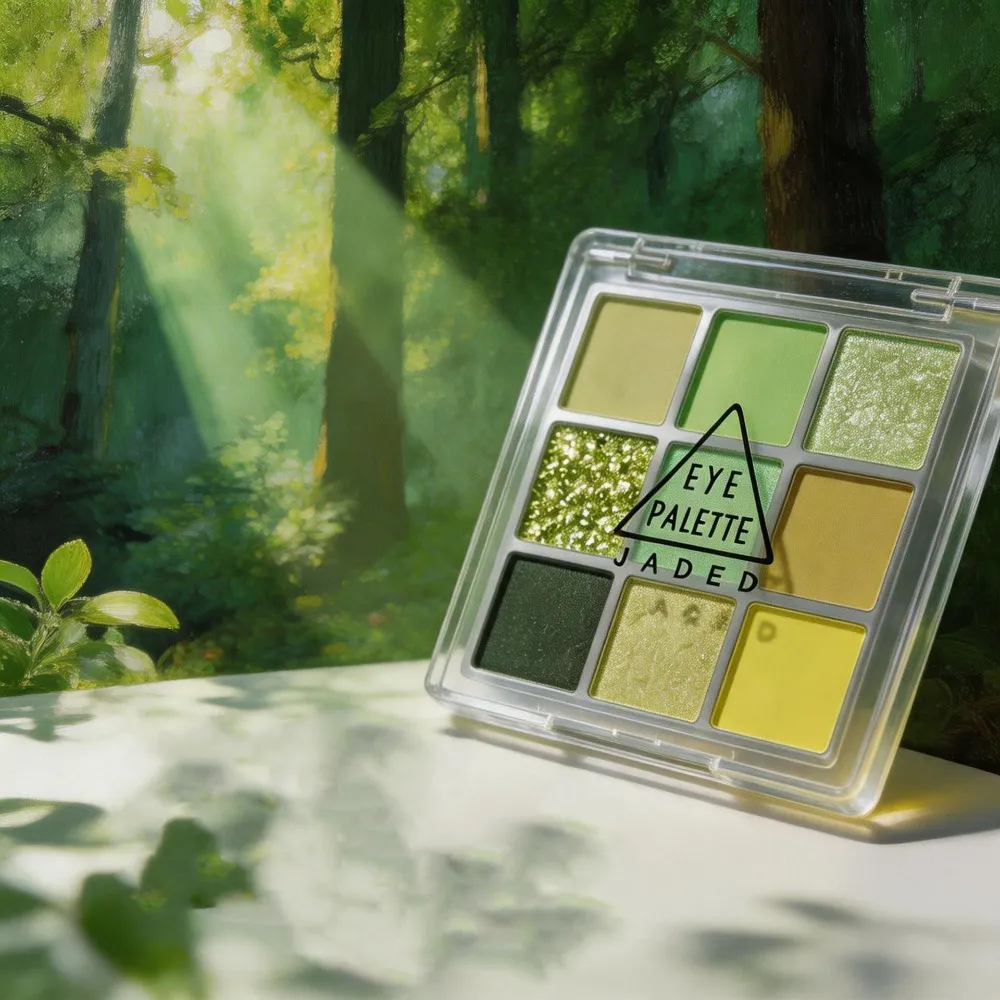 9 barev Mint Green Paleta očních stínů Matte Shimmer Forest Shadow Velvet Soft Míchatelný přirozený denní make-up očí — image 3