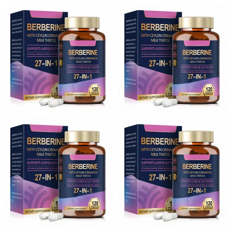 27 in 1 Berberine Supplement with Ceylon Cinnamon Milk Thistle for Liver Gut Health Immunity Men & Women 120 Vegan Capsules — image 9