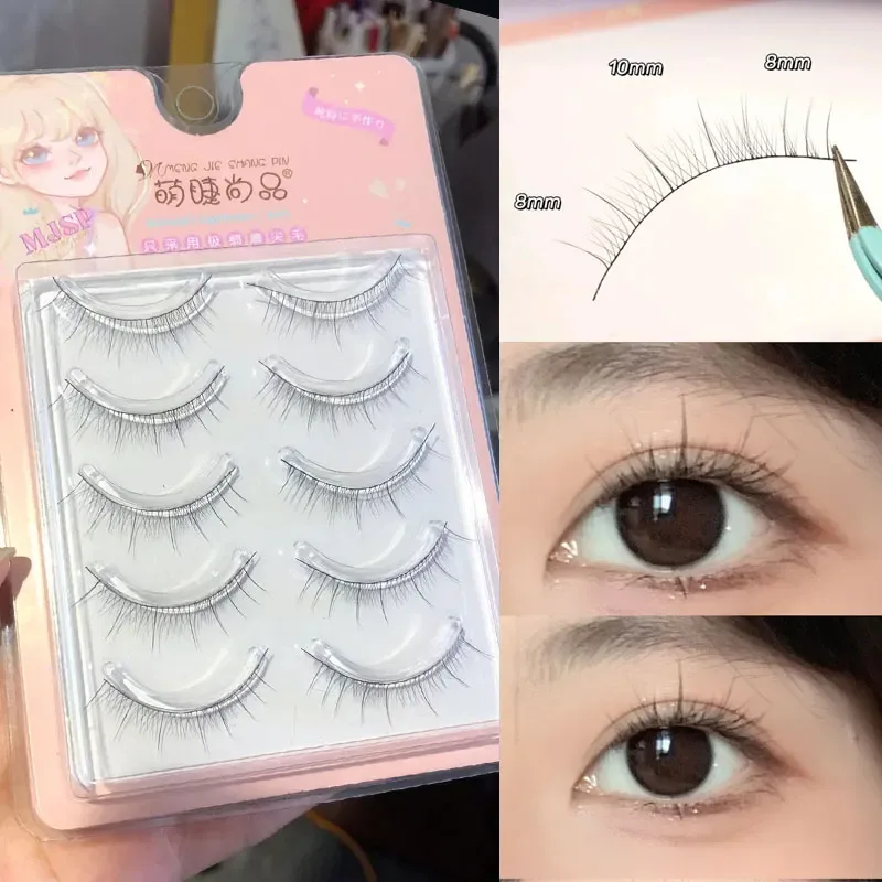 Faux-cils naturels à tige transparente fine, cils Manga, fournitures de cils novices, bâton de maquillage coréen — image 14
