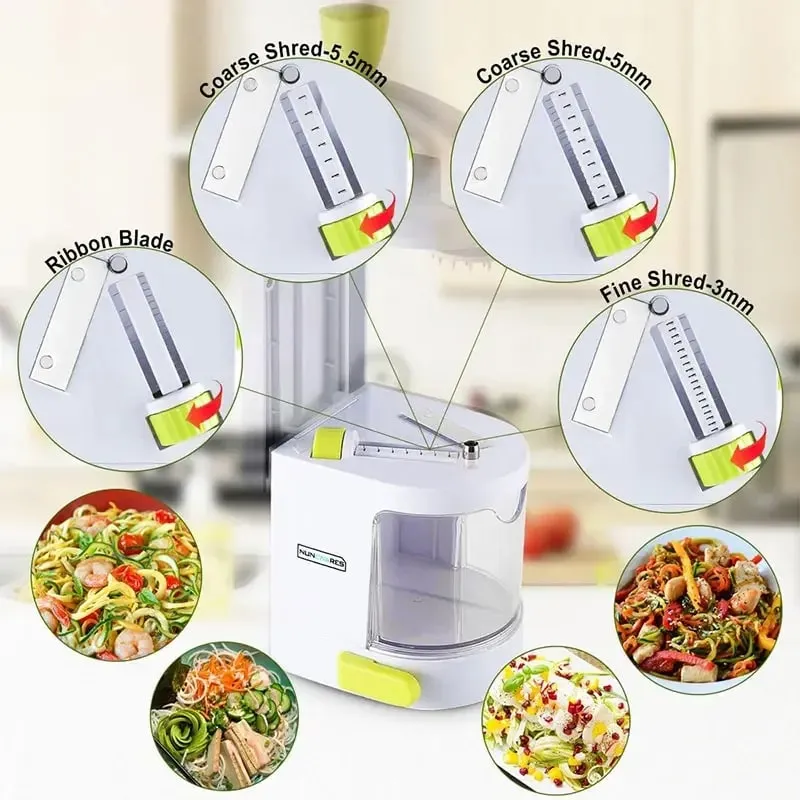 Spiralizer Sayuran 4-IN-1 Pisau Pusing Spiralizer Sayuran Pembuat Mee Zucchini dengan Cawan Sedut Penghiris Pemotong Sayur — image 2