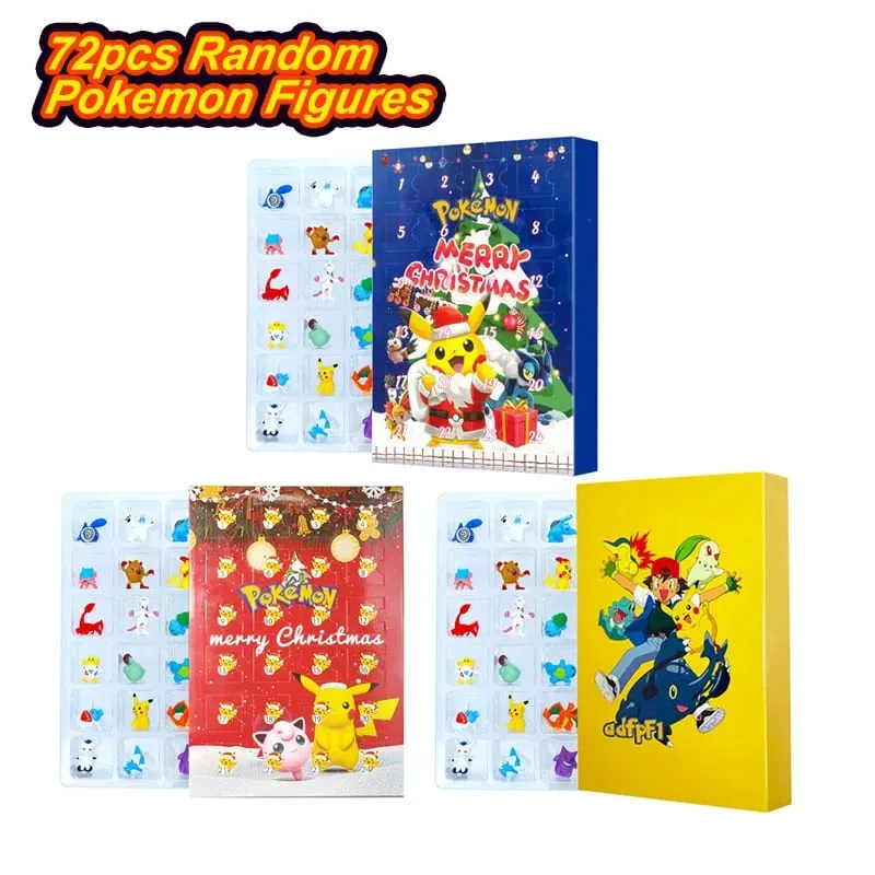 Pokemon Figura Calendario dell'Avvento Confezione regalo mini Pikachu Personaggio Bulbasaur Collezione di regali di giocattoli di Natale Giocattolo modello da tavolo — image 2