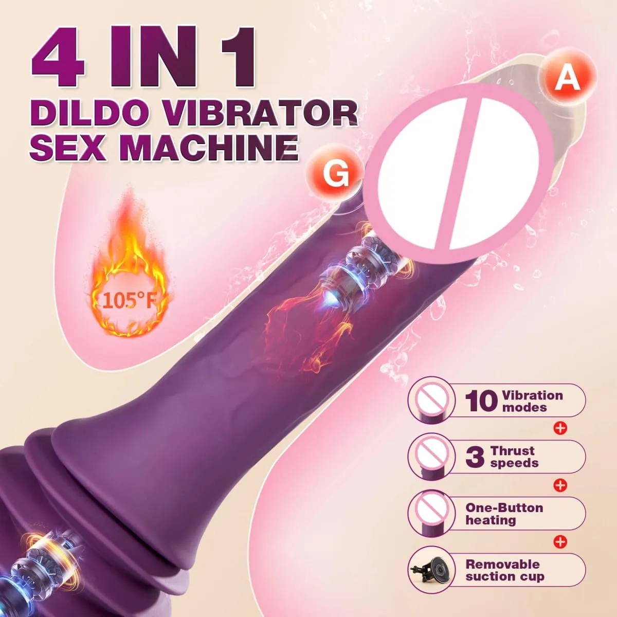 Beichao Sex Machine Spinta Dildo Vibratore G Spot Massaggiatore vaginale Masturbazione femminile Ventosa Riscaldamento Giocattoli del sesso — image 2