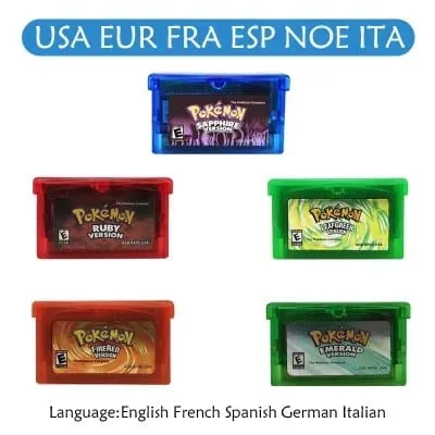 GBA jeu Pokemon série cartouche de jeu vidéo carte de Console Pokemon émeraude rouge feu rubis feuille vert saphir multi-langue — image 1