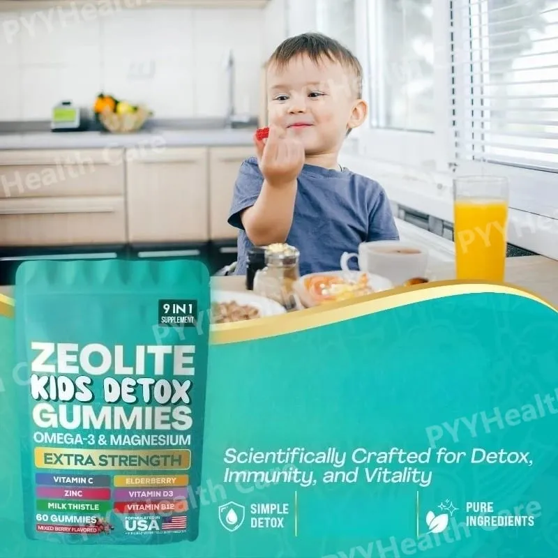 Zeolite Gummies 9-in-1 with Omega-3 Magnesium Elderberry Vitamin C Milk Thistle Vitamin D3 Zinc B12 (60 Gummies) — image 4