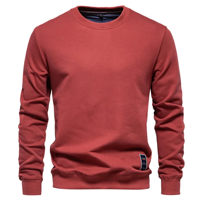 Cotton-blend Mens Crew Neck Solid Color Sweatshirts Pullover Casual Sport Sweatshirt for Men — image 10