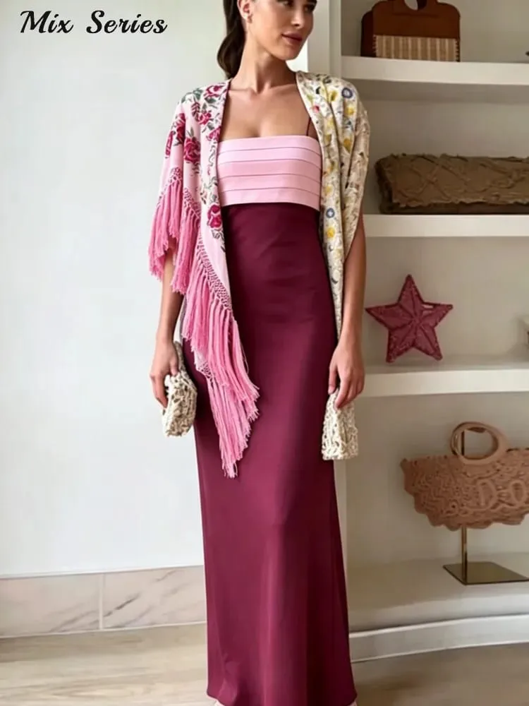 Elegant Sling Dress Women's Sleeveless Backless Pleated Side Split Long Dresses 2026 Summer Fashion Female Party Vacation Robes — image 1