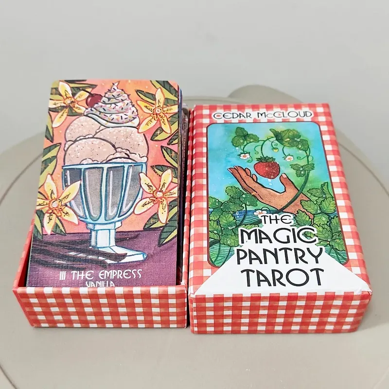 The Magic Pantry Tarot-Deck, doppelt geprägter Karton mit Aquarell-Tarotkarten zum Thema Lebensmittel für Hobbyköche und Feinschmecker, 12 x 7 cm