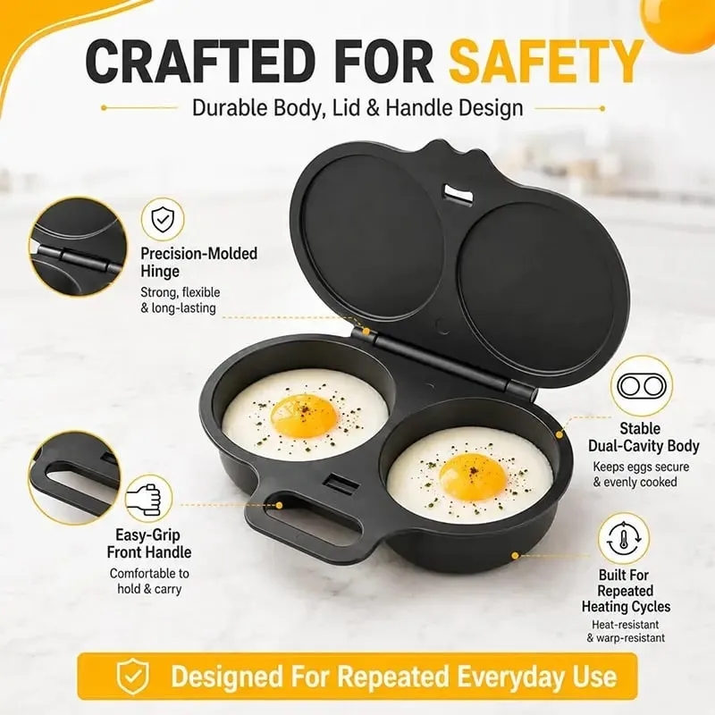 Dual Cavity Microwave Steamer Egg Cooker Food-grade Plastic Fryer Egg Steamer Mold Kitchen Accessories Kitchen Utensils — image 3