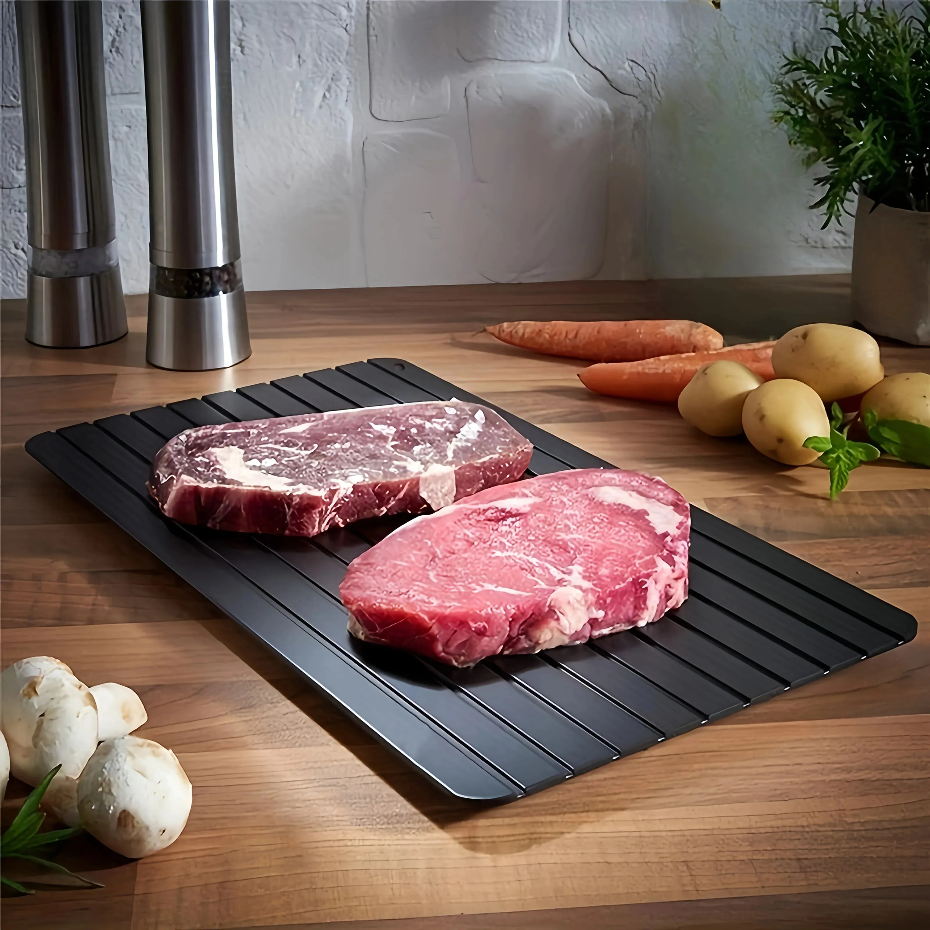 Fast Defrosting Tray for Frozen Meat Large Size Thawing Plate with Groove Design Defrost Food Rapid Safer Kitchen Gadgets Tools — image 1
