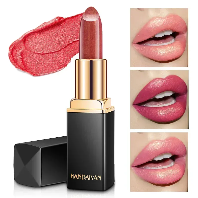 Značka Professional Lips Makeup Voděodolný Shimmer Dlouhotrvající pigment Nude Pink Mermaid Shimmer Lipstick Luxusní kosmetický make-up — image 3