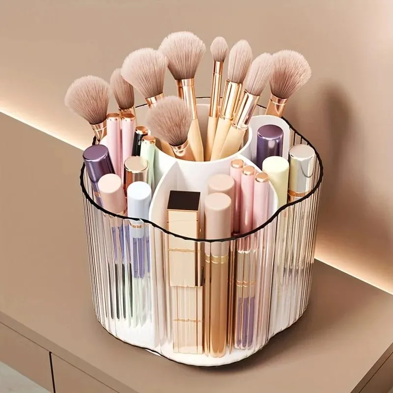 360° roterende makeup børsteholder Aftagelig 6 gitter Kosmetik opbevaringsboks Rund roterende makeup børster Værktøj Organizer Box — image 5