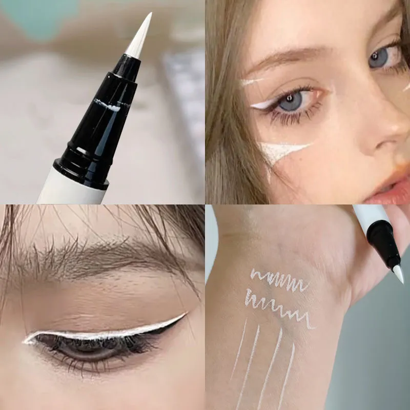 Ultra-thin Matte White Eyeliner Liquid Pen Waterproof Sweat-proof Long-lasting Lying Silkworm Pen High Pigment Smooth Eye Makeup — image 5
