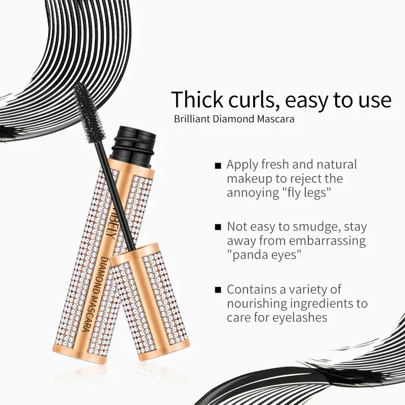 Diamond 4D Mascara Fibra di seta Impermeabile Estensione ciglia lunghe Allungamento Mascara nero spesso Prodotti per il trucco degli occhi Cosmetici — image 2