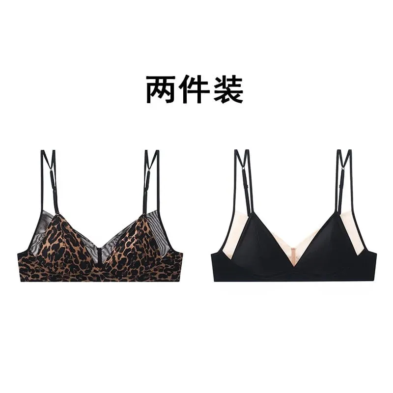Premium Sexy Leopard Lingerie Kit Wireless Thin French Triangle Cup Comfy Nude Shaping Women Summer Daily Underclothes M-XL Bra — image 11