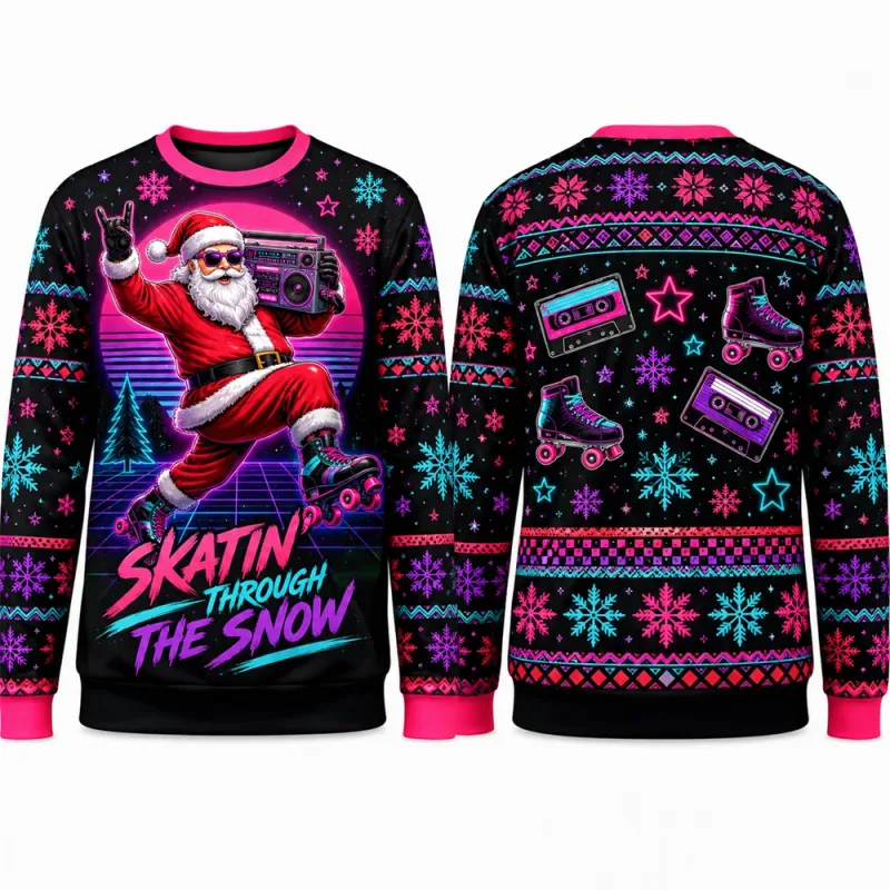 Yeehaw Holidays Santa Reindeer Sweatshirt 3D All Over Print Unisex Crew Neck Long Sleeve Western Ugly Christmas Party Xmas Shirt — image 7