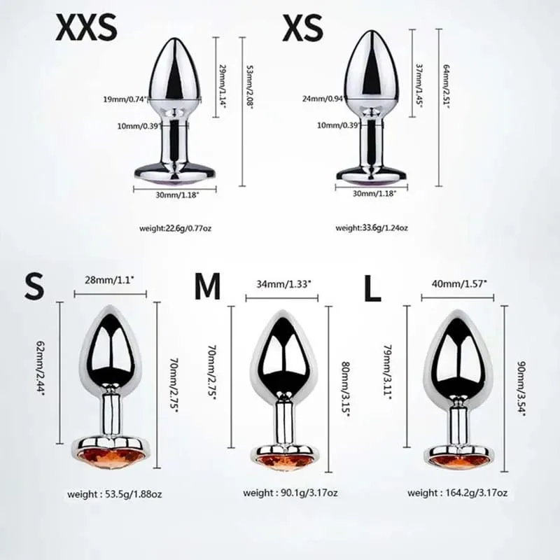 5 størrelser Rustfrit stål Krystal Hjerte Anal Plug Aftagelig Butt Plug Stimulator Prostata Massager Analsex legetøj Dildoer — image 6