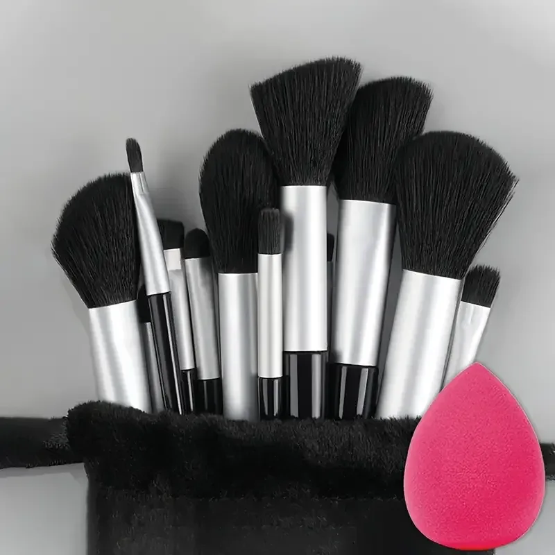 Professiona 13PCS Set Berus Mekap Foundation Eyeshadow Blush Powder Campuran Kosmetik Gebu Lembut Set Lengkap Alat Solekan Wanita
