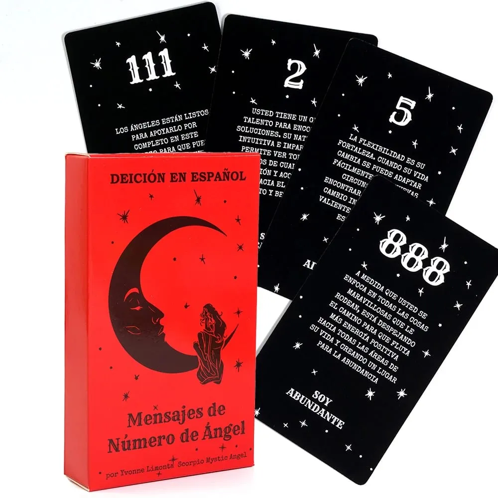 Oráculo en Español Mensajes de Número de Ángel 53 Cartas Números Angelicales Angel Number Messages Tarot Cards Deck Future Te