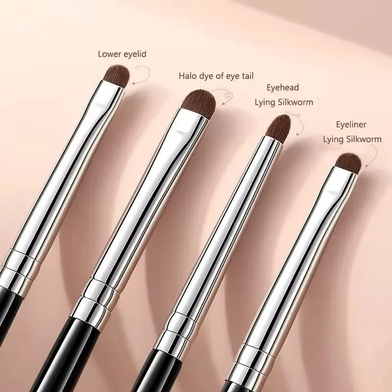 4-Piece Set Of Exquisite And Compact Eyeshadow Brushes Made Of Horsehair For Precise Blending; Eyeliner Brush; Concealer Brush — image 6