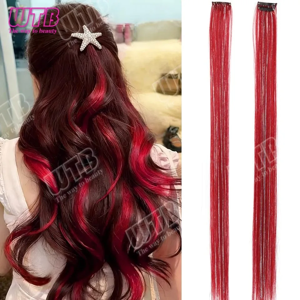 60cm Synthetic Wig BB Clip Style Colored Hair Extension with Laser Wire Suitable for Women Girls to Wear at Holidays and Parties — image 15