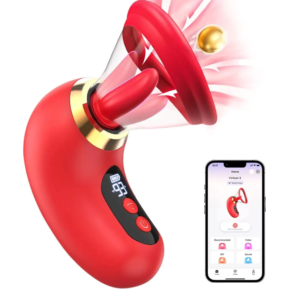 5IN1 혀 Clitoral Sucker 진동기 APP 제어 Clit 자극기 여성 자위 LCD 디스플레이 섹스 토이 여성 커플 — image 1