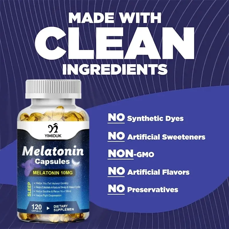 Melatonina 10mg Integratore alimentare per il sonno No Habit Sonno profondo Contiene melatonina - Sonno sano - 120 Capsule — image 5