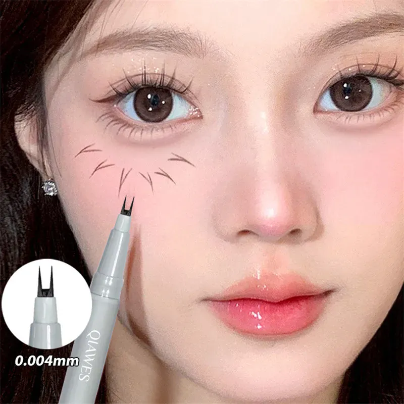 Eyeliner Cair Cakar Ganda Ultratipis 2 Ujung Garpu Tahan Air Pensil Eyeliner Bulu Mata Bawah Cepat Kering Riasan Mata Tahan Keringat — image 3