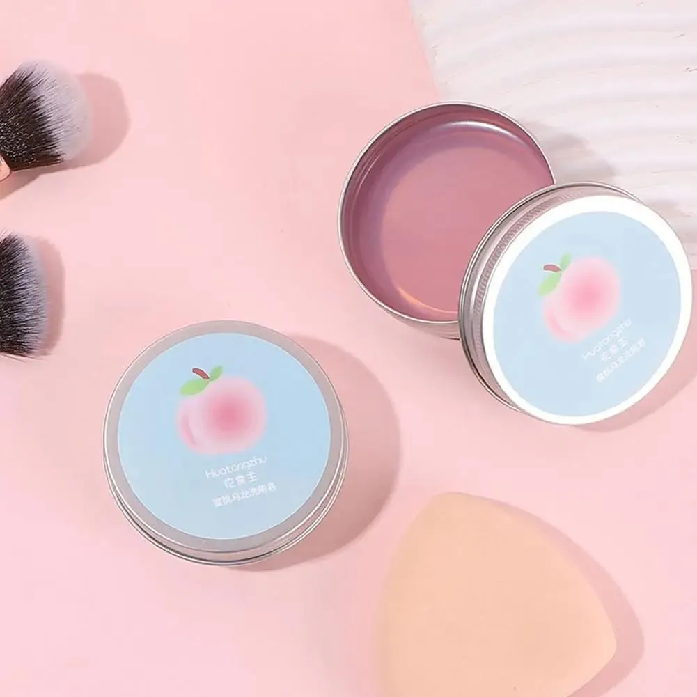 Sabun Pembersih Kuas Rias Portabel Pembersih Padat Beraroma Persik untuk Spons & Kuas Rias Alat Cuci Kosmetik Ramah Perjalanan — image 4