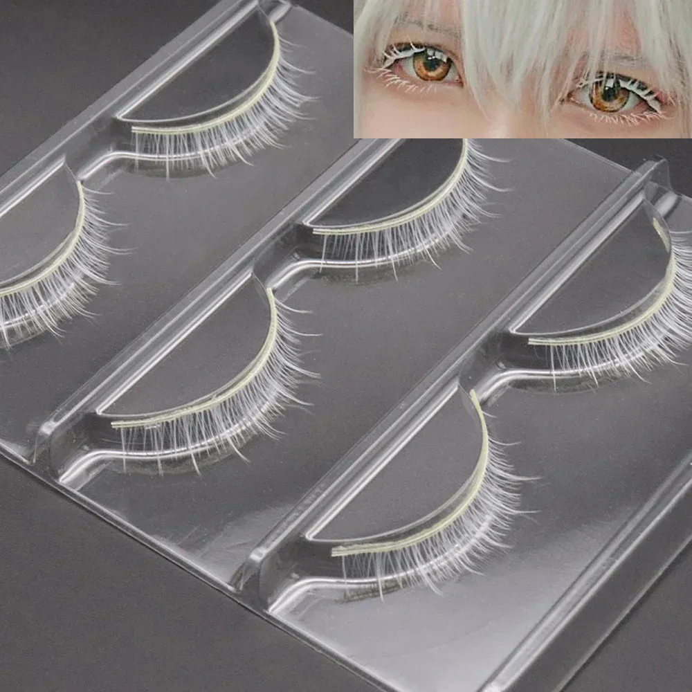 new White Eyelashes Hot 3pair Makeup Natural Long Eyelashes Extension Cross Strip False Eye Lashes Beauty Makeup Tools