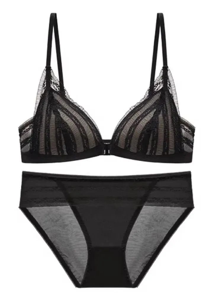 Push Up BH för små bröst - Fram Stäng Spets Bralette Trådlös Demi Triangel Cup Sexiga underkläder Tunna Demi Cup Small Chest — image 6