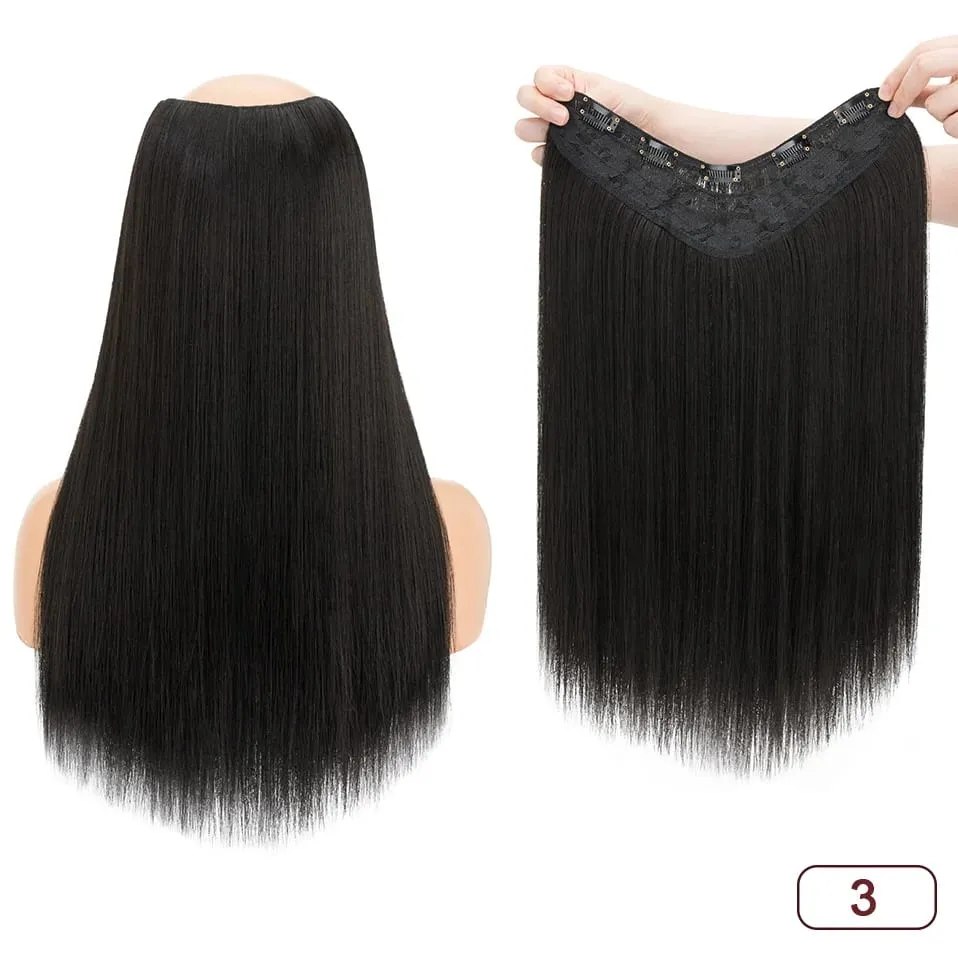 Benehair 18 インチ 160 グラム V 字型ストレート人工毛ワンピースクリップヘアエクステンションヘアクリップかつら完全な頭