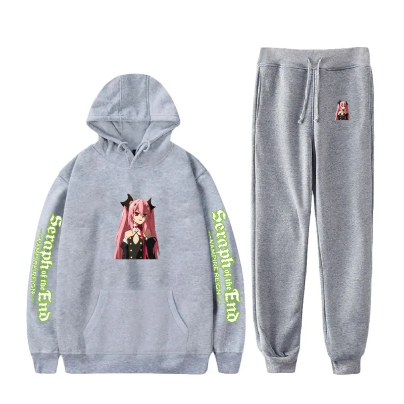 Harajuku Comfortable Seraph of the End Print Sweatshirt Sweatpants Suit Hoodies+ Trousers Suit Boys/Girls 2 Piece Set Clothes — image 10