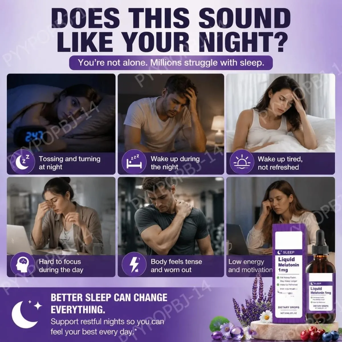 Melatonina liquida 1 Mg Gocce per dormire Estratto di foglie di menta Addormentarsi più velocemente Dormire più a lungo Svegliarsi rinfrescati 60 ML