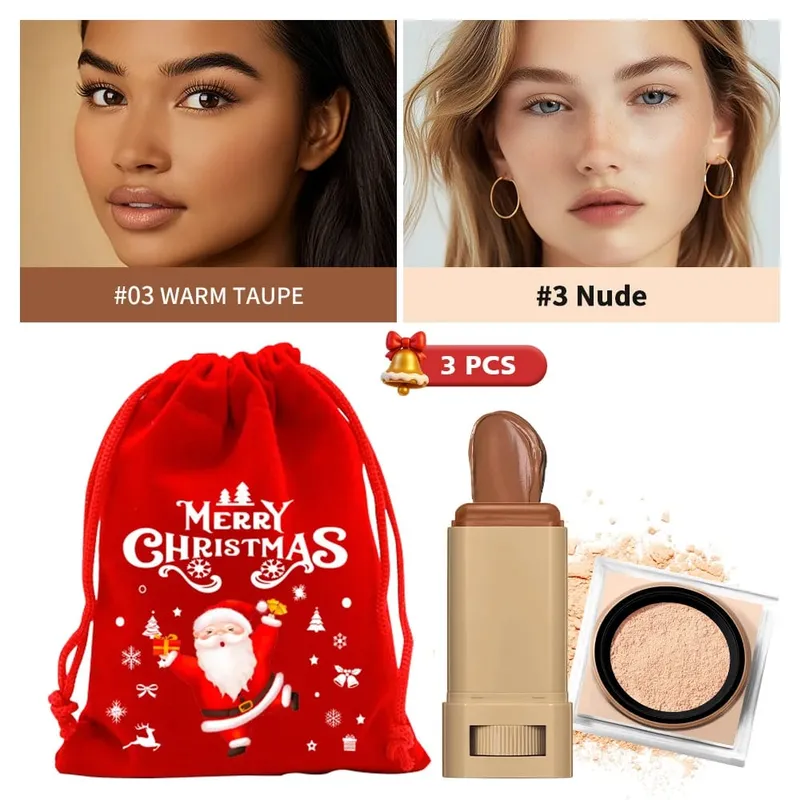 Foundation Stick & Loose Setting Powder Water-Resistant Longwear Full Coverage Oil-Control Beginner Makeup Set Christmas Gift — image 2