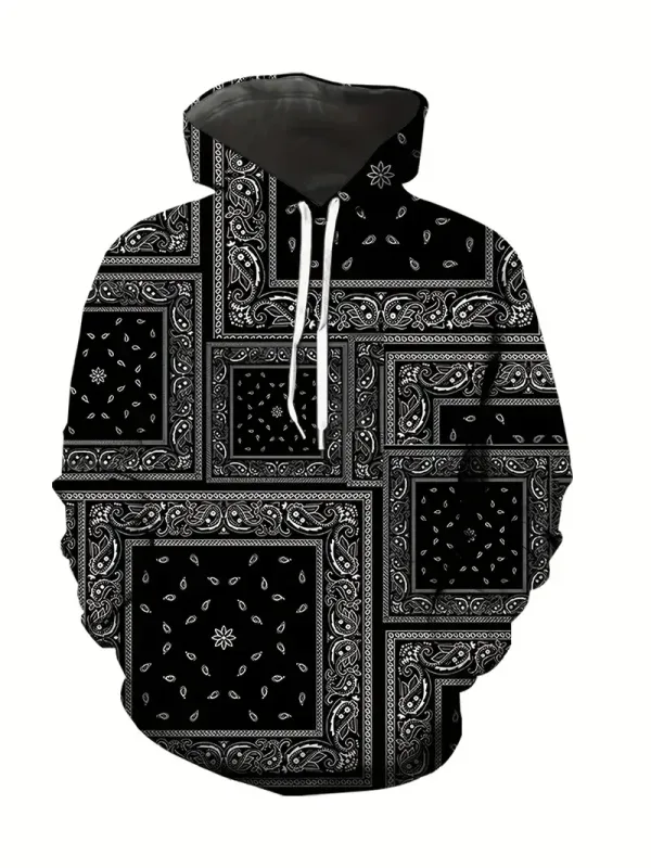Creative Cashew Pattern Printed Hoodie Cool Men's Hoodie Men's Casual Flat Design Hoodie Paired With Kangaroo Pocket Streetwear — image 14