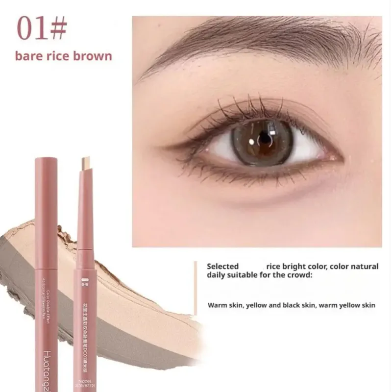 3 in 1 Double Ended Lying Silkworm Pencil Evidenziatore Pen Nude Liquid Contour Liner Eye Makeup Stick Con pennello per dettagli