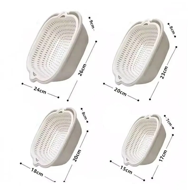 6PCS 주방 싱크 야채 드레이너 과일 바구니 다기능 3 크기 Stackable Wash Basin 야채 배수 바구니 분지 — image 15