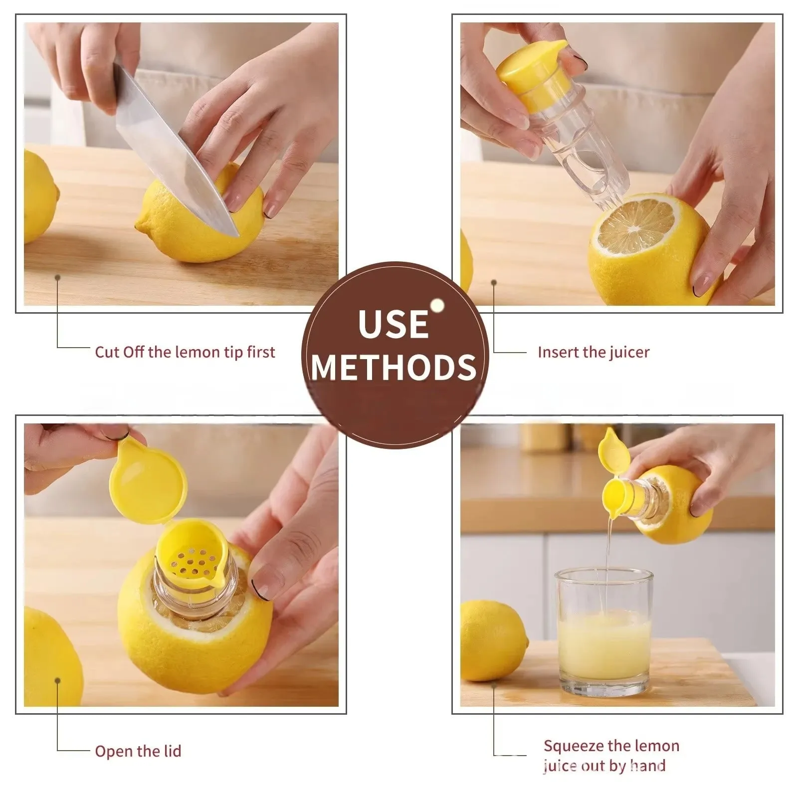 ใหม่สกรู Top Lemon Juicer Mini Manual Lemon Squeezer แบบพกพาเครื่องคั้นน้ำผลไม้มะนาวพร้อมฝาปิดบีบมะนาวสำหรับค็อกเทลพลาสติก — image 6