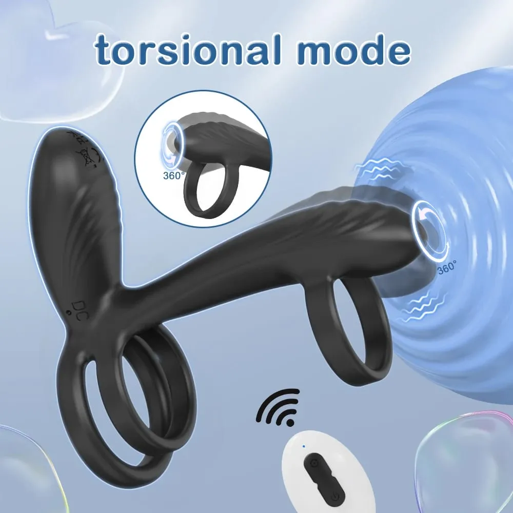 Remote Control Dual Penis Ring Vibrator para sa Mga Lalaki Delay Time Prostate Massager Cock Rings Twisting Vibrating Sex Toy para sa mga Lalaki