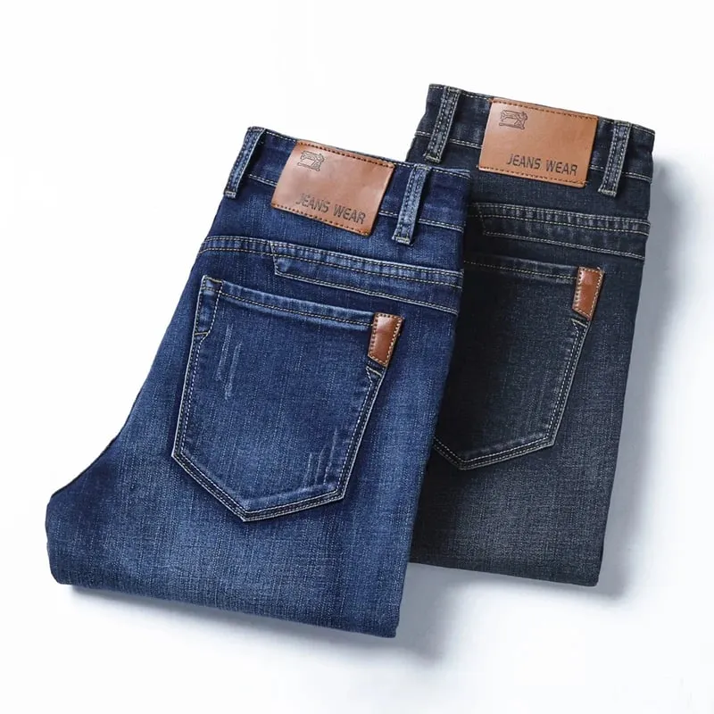 La nueva versión coreana para hombres es suave y cómoda, pantalones vaqueros elásticos de corte Regular, pantalones vaqueros negros de negocios de algodón informales a la moda — image 6