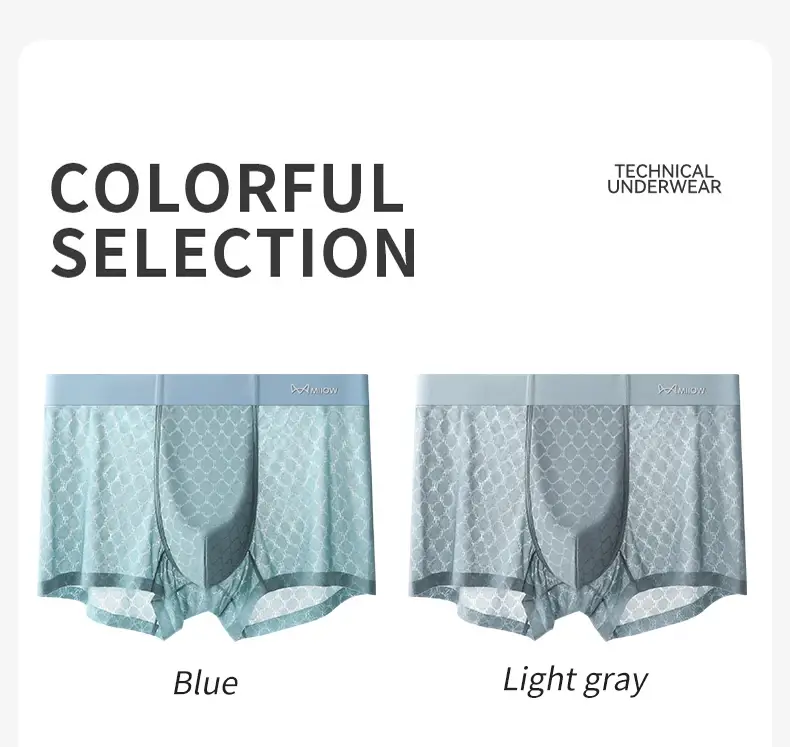 MiiOW 3Pcs Seamless Ice Silk Men Boxer Underwear Summer Breathable Mesh Men's Panties Antibacterial Man Underpants Boxers Briefs — image 13