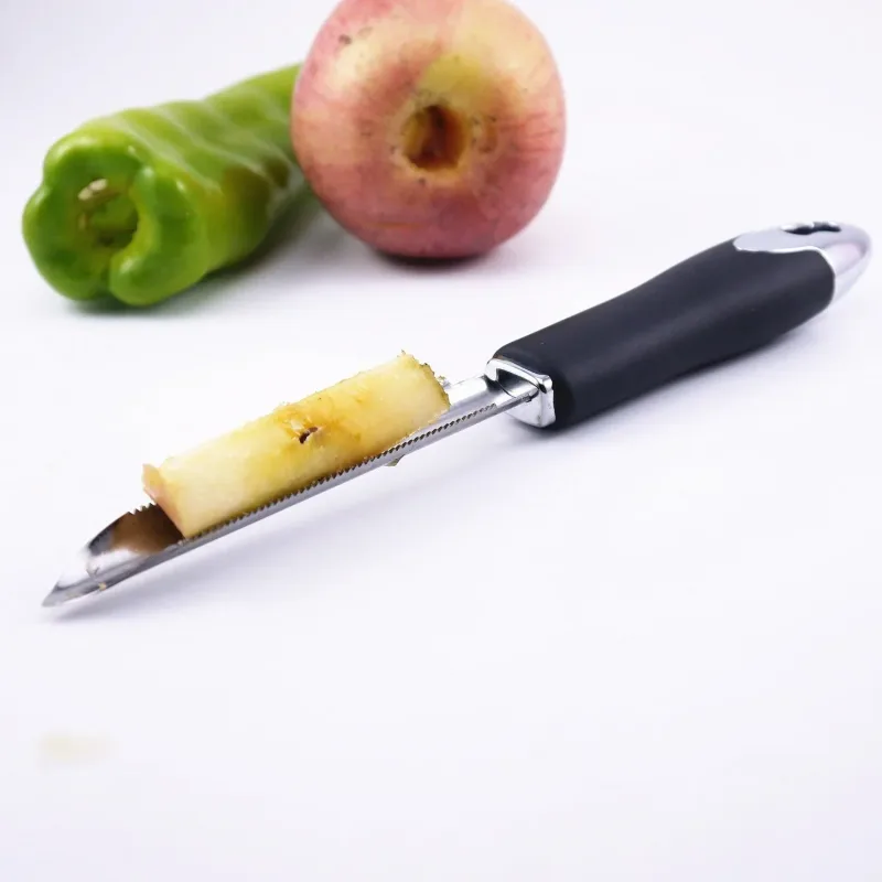 Chili Core EXTRACTOR แบบพกพาสแตนเลส Zucchini Courgette แตงกวา Corers พิเศษ Gadgets ครัวพร้อมขอบหยัก — image 3