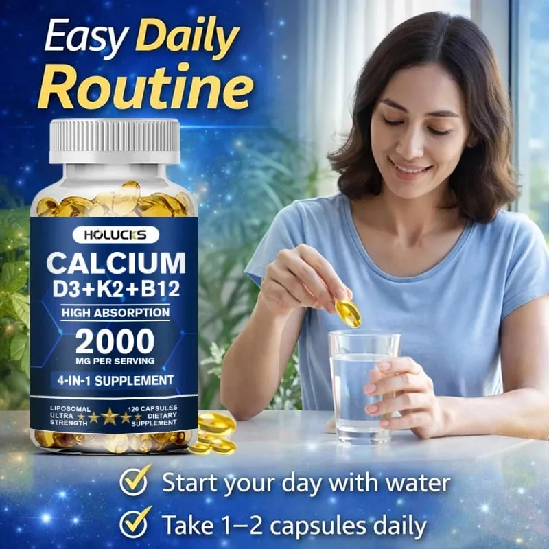 Suplemen Kalsium dengan Vitamin D3 K2 Menyokong Tulang Otot GigiKesihatan Menambah Sendi Penyerapan Kalsium — image 3