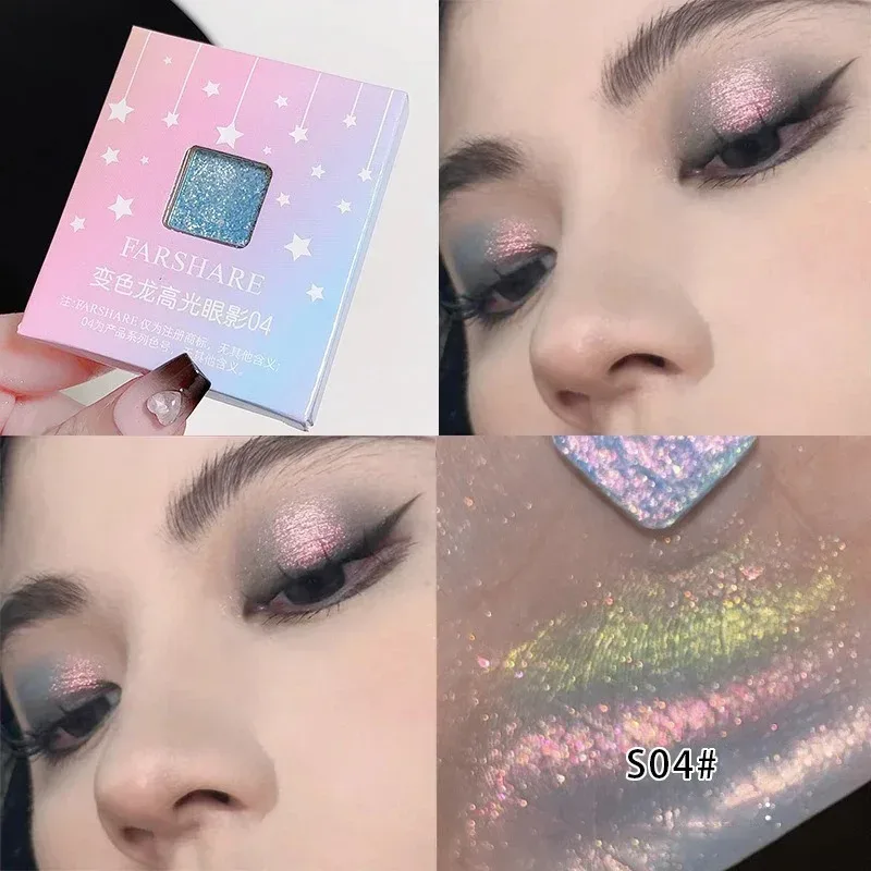 Diamond Chameleon Highlighter Contouring Palette Pearl Flash Discoloration Highgloss Sequin Sparkling Gradient Eye Shadow Makeup