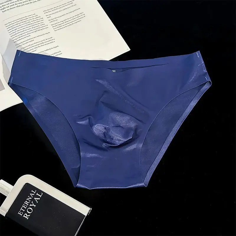 Men Ice Silk Briefs Ultra-thin Seamless Sexy Panties Quick Drying U Bulge Pouch Breathable Underwear Luxury Glossy Underpants — image 10