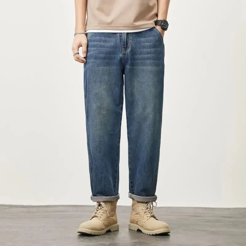 Letní rovné džíny s mikrokuželem pro muže volné Pohodlné a všestranné Ležérní Teenager Trendy Retro kalhoty džíny pro muže — image 4