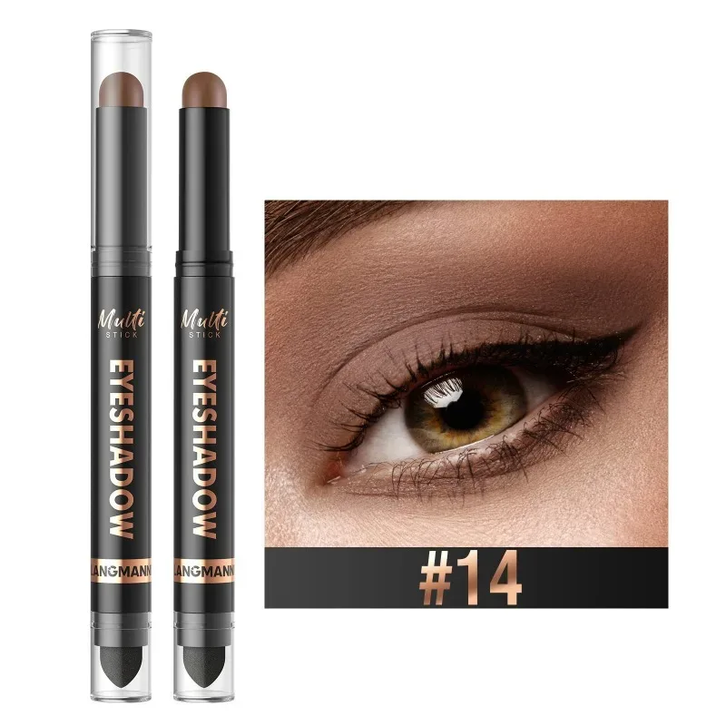 Bâton de fard à paupières Double tête, 16 couleurs, nacré, chatoyant, marron, crème hautement imperméable, crayon d'ombre à paupières, maquillage longue durée pour les yeux
